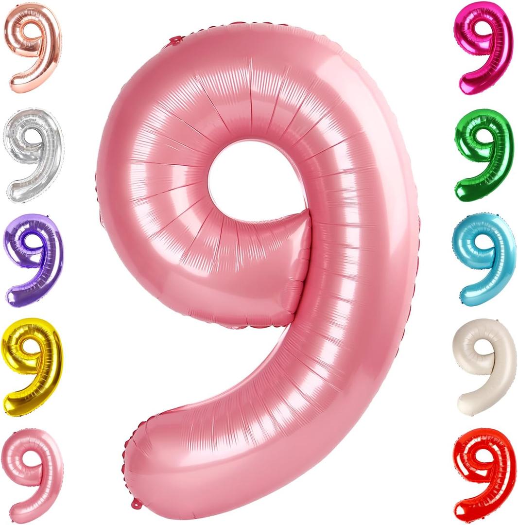 40 Inch Pearl Pink Numbers 9 Balloon, Balloons Decorations for 9 19 90 Birthday Party, Engagement, Wedding, Graduations, Photo Shoot Supplies