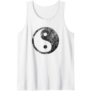 Vintage Yin Yang Tank Top (Small, White)