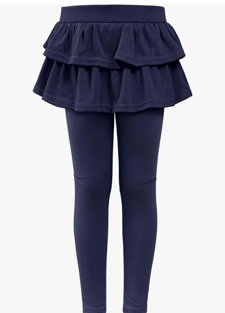 Girls Leggings with Skirt for Girls Kids School Uniform Pants Toddler Ruffle Pants Tutu Pull On Warm Clothes 8-10Years Old