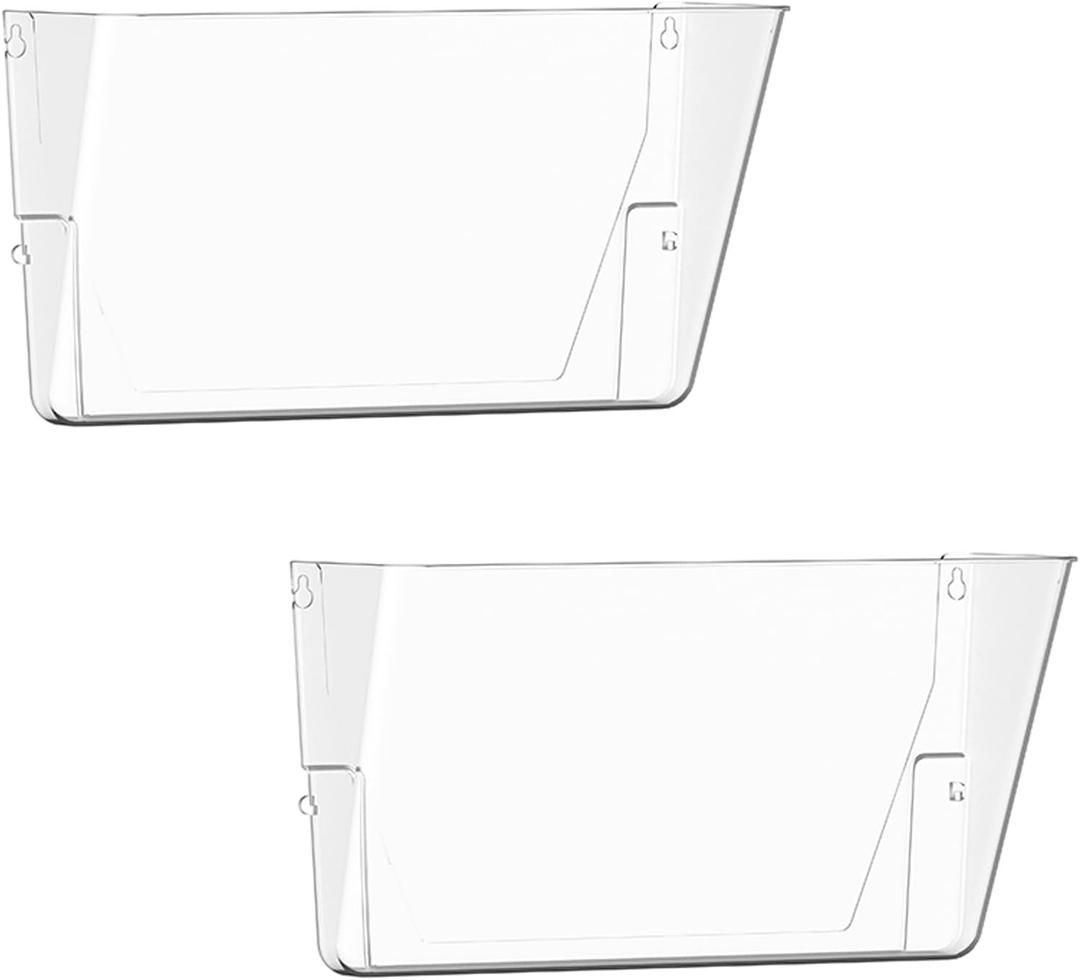 Gawerk Clear Acrylic Single Pocket, Plastic Hanging Wall Mount File Holder for Office Home (Clear, 2 Pack)