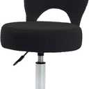 Adjustable Small Vanity Stool Chair, 360 Swivel Vanity Chair with Folding Back for Teenager, Teddy Fabric Makeup Ottoman Stool for Bedroom, Living Room, Small, Black