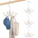 3 PCS Hoodie Hangers, 360° Swivel Sweatshirt Hangers, Scarf Hanger, Wooden Closet Hooks, Handbag Organizer, Bra Hanger, Closet Organizer for Hoodie, Bra, Scarves, Belts, Purse & Accessories Storage