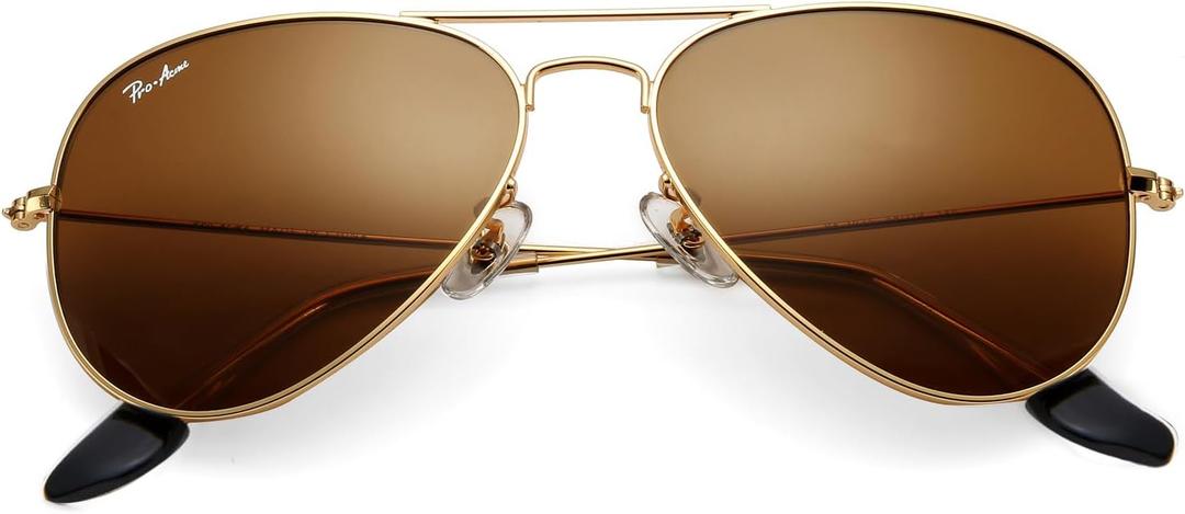 Pro Acme Classic Aviator Sunglasses for Women & Men Metal Frame UV400 Driver Sunglasses (B1 Brown/Plastic/Polarized)