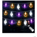 Halloween Lights Decorations, 16 FT 30 LED Waterproof 3D Pumpkin Bat Ghost Battery Operated String Lights with Timer, 8 Lighting Modes Fairy Light for Home Window Indoor Outdoor Halloween Party Decor