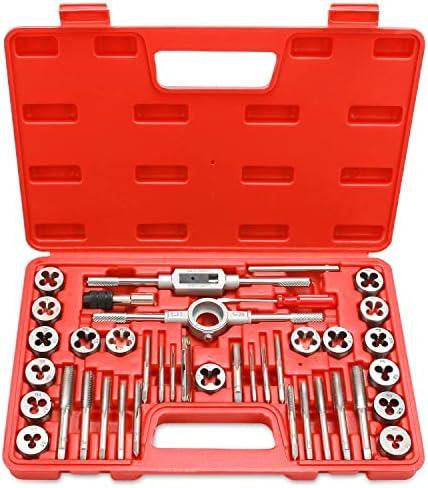 EFFICERE 40-Piece Premium Tap and Die Set, Metric Screw Threads M3, M4, M5, M6, M7, M8, M10, M12, Both Coarse and Fine Types | Essential Threading Tool Kit with Complete Handles, Accessories and Case