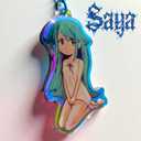 Anime Saya Inspired Fan-Made Artwork Acrylic Keychain Blue Chain & Ring