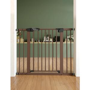 Babelio Baby Gate for Doorways and Stairs, 26-40" Auto Close Dog Gate, PressGuard C5, Easy-Install Pressure Mounted Satey Door, No Drilling Safety Gate for Child and Pets, Brown