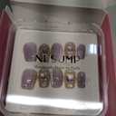 Handmade Short square Press on Nails, Luxury Design Nail Art Kit, Acrylic Fake Nails Kit, Reusable False nails, Include Toolkit, 10pcs, Purple, Size M