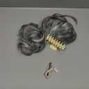 SARLA 2PCS Grey Messy Bun Hair Pieces for Women Detachable Claw Clip Wavy Curly Synthetic Hairpieces for Updos with Tendrils Fake Scrunchies Ponytail Extension Dark Grey