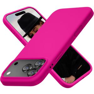 Cordking for iPhone 17 Pro Max Case, Silicone Ultra Slim Shockproof Protective Phone Case with [Soft Anti-Scratch Microfiber Lining], 6.9 inch, Hot Pink