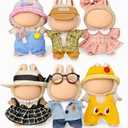 6 Clothes Sets for 17cm Collectible Dolls – Miniature Outfits with Accessories – Hat, Glasses & Necklace Details – Ages 15+ (No Doll)