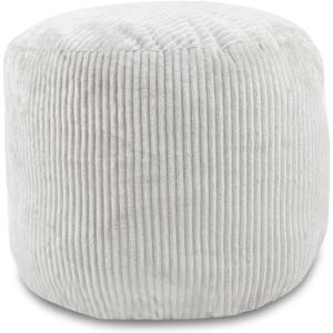 Sexysamba Round Corduroy Pouf Cover Only, 20"x 16" Unstuffed Decorative Ottoman Foot Stool Rest, Washable Storage Bean Bag Chair Floor Pouf Covers for Living Room Bedroom, Grey