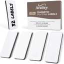 Availey 32 Pieces (4 x 1.8") - White Magnetic Dry Erase Labels - Reusable Strips for Classroom Home Office Garage Refrigerator - Blank Writable Erasable Cards - Name Tags Students Locker Shelf