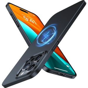 TORRAS Magnetic Slim Fit Designed for iPhone 15 Pro Case 2023, [Compatible with MagSafe] [Ultra Thin] Protective Matte Hard PC Cover Anti-Scratch Phone Case for iPhone 15 Pro, Black Titanium