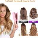32mm (1.25") Wave Curling Iron, 2 Barrel Ionic Wavy Hair Curler with Anti-Scald Hair Crimper, Fast Heating, Dual Voltage, 4 Temp Ceramic Hair Waver for Wide Deep Waves (Pink)