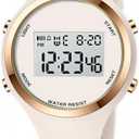 XCZAP Outdoor Sport Watches Alarm Clock Waterproof LED Digital Watch, Off White