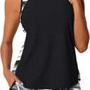 Summer Mae Blouson Tankini Swimsuits for Women 2026 Tummy Control Two Piece Bathing Suits with Sporty Pockets Swim Shorts Wavy Palm Size 16