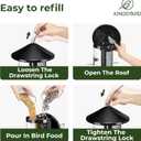 Kingsyard Metal Bird Feeder for Outdoor Hanging - Chew Proof Wild Bird Finch Cardinal Feeder with Dual Chamber of 4 lbs Capacity for Bluebird, Black
