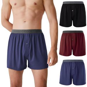 BAMBOO COOL Mens Boxer Shorts Underwear Soft Comfortable Breathable Knit Boxers Short for Men (3 Pack), X-Large