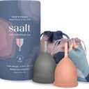 Saalt Soft Menstrual Cup  Reusable Period Cup  Made for Comfortable, Leak-Free Protection Up to 12 Hours  BPA & Latex Free  Includes Cup & Carry Bag (Regular Grey/Small Desert Blush)
