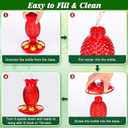 Fchstaer Glass Hummingbird Feeders for Outdoors Hanging 16oz 2 Pack Red Pineapple Bee & Ant Proof 360Perch Leakproof Easy Clean with 6 Feeding Ports Gifts for Mom