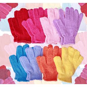 16 Pcs Exfoliating Bath Gloves Shower Gloves, 8 Colors Double Sided Exfoliating Gloves for Beauty Spa Massage Skin Shower Body Scrubber Bath Accessories, Made of Nylon