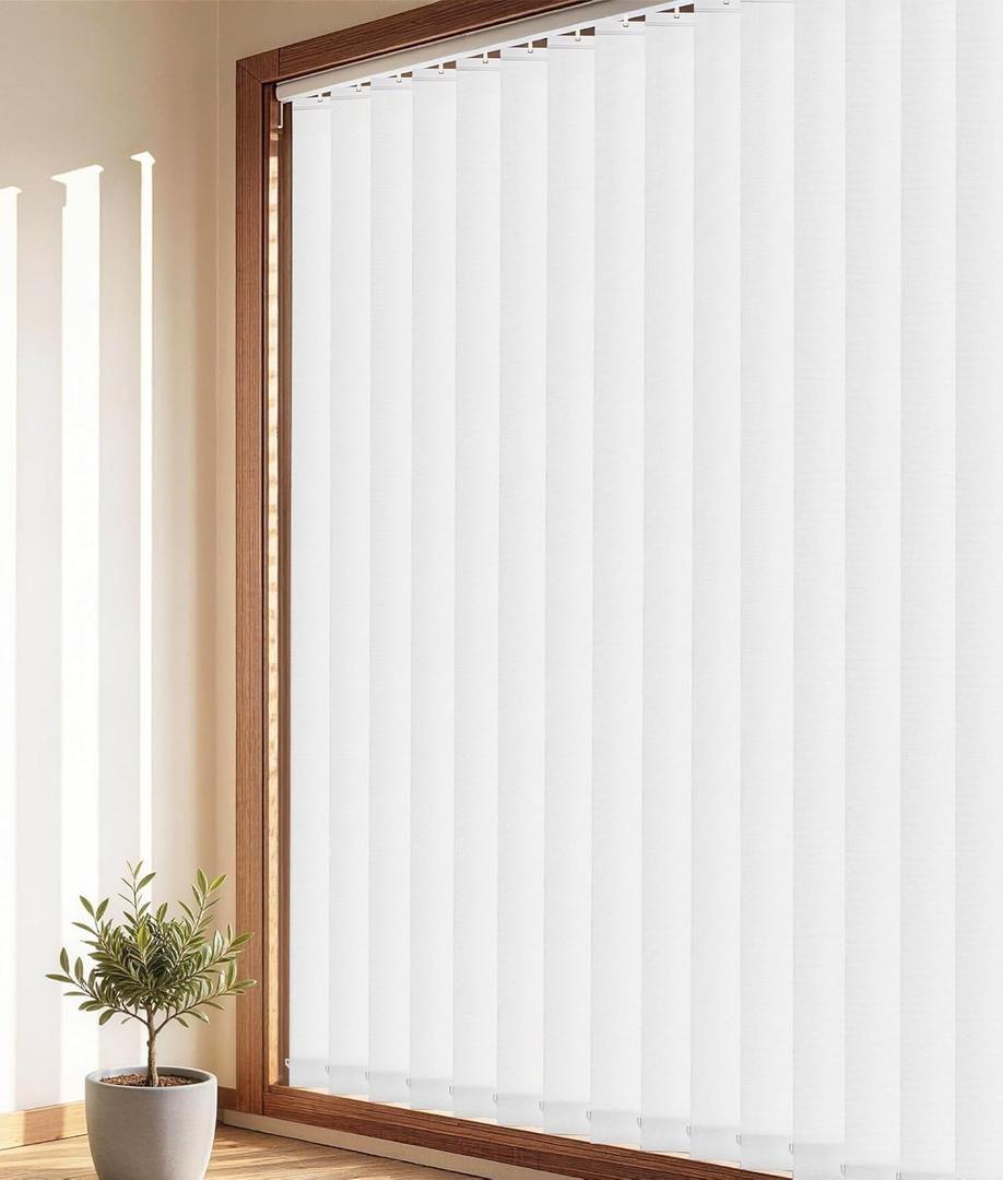 Room Darkening Vertical Blinds Replacement Slats, Easy-Cut UV Blocking & Anti-Wrinkle Polyester Fabric Vertical Blinds for Sliding Glass Doors & Windows, 82.5" x 3.5", 20 Pack, White