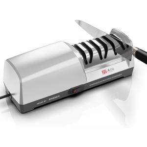 Electric Knife Sharpener - Professional Knife Sharpening Tool with Diamond Abrasives and Precision Angle Guides 3 Stage Slots Knife Sharpener Electric for Metal Ceramic Kitchen Knives (Normal)