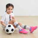 brooman Kids Athletic Soccer Cleats Boys Girls Outdoor Firm Ground Football Shoes