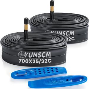 700C Bike Tubes 700x25C/28C/30C/32C AV48mm Schrader Valve Premium Butyl Rubber 700C Bicycle Tubes Compatible with 700 x 25C 700x26C 700x28C 700x30C 700x32C Bike Tire Tubes