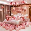 Valentines Day Balloons Kit, 101 Pack Rose Gold Pink Heart Balloons with Rose Petals, I Love You Balloons for Anniversary Mothers Day Wedding Romantic Decorations Special Night,VA-BA-01