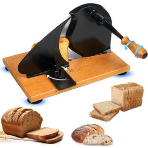 Manual Bread Slicer with Hand Crank & Adjustable Thickness - Sturdy Suction Base for Stable Even Slicing, Stainless Steel Blade & Easy Clean - Perfect for Homemade Sourdough, Crusty Bread, Sandwiches
