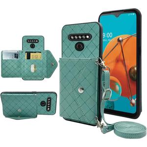 Compatible with LG K51/Reflect LTE/Q51 Wallet Case with Crossbody Shoulder Strap Stand Credit Card Holder Lanyard Slot Phone Cover for LGK51 K 51 51K L555DL 2020 LGK51Phone LG51Cases Green