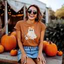 Halloween Shirts for Women Spooky Season T Shirt Cute Ghost Graphic Fall Tee Top (M)