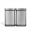 simplehuman Step Recycler, 90L / 23.8 Gallon Dual Compartment Kitchen Trash Can, 150,000-Step Steel Pedal, Lid Shox® Technology, Liner Rim System, Liner Pocket®, Brushed Stainless Steel