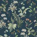 Vintage Floral Peel and Stick Wallpaper Navy Contact Paper for Cabinets and Drawers Self Adhesive Botanical Removable Wallpaper for Bedroom Bathroom Dark Blue Contact Paper Leaf 78.7inL 17.3inW