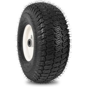 15x6.00-6nhs Lawn Mower Front Tire 4 Ply Tubeless 15x6x6 Lawn Mower 570 Lbs Tire and Wheel with 3/4" Bushing and 6 Spacers, Replacement for Garden Lawn Tractor Riding Lawn Mower, 1 Pack (White)