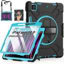 Case for iPad Pro 12.9 2022/2021/ 2020/2018: Cover for iPad Pro 12.9 6th/ 5th/ 4th/ 3rd Generation with Screen Protector- Stand- Pencil Holder- Handle- Shoulder Strap Mint Green