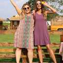 AUSELILY Women's Summer Dress Sleeveless Floral Mini Dresses with Pockets Bohemian Dress 2025 New (Red, M)