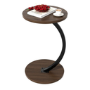 Round Side Table, C Shaped End Table for Couch, Sofa and Bed, Mid Century Modern Small Bedside Table Nightstand for Living Room, Bedroom, Corners and Office(Walnut)