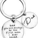 Dad Gift from Daughter Son Key Chain Men Wedding Gifts Fathers Day Dad you will always be the first man i ever loved