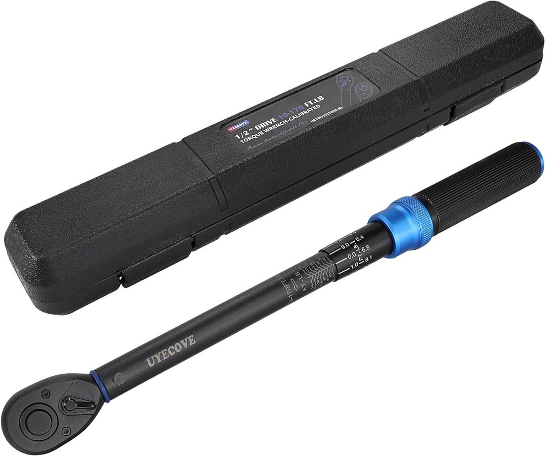 1/2-Inch Drive Click Torque Wrench, Dual-Direction Click Professional Torque Wrench 10-170FT.LB/13.6-230.5N.M, Dual Range Scales Graduated in FT.LB and N.M, Blue