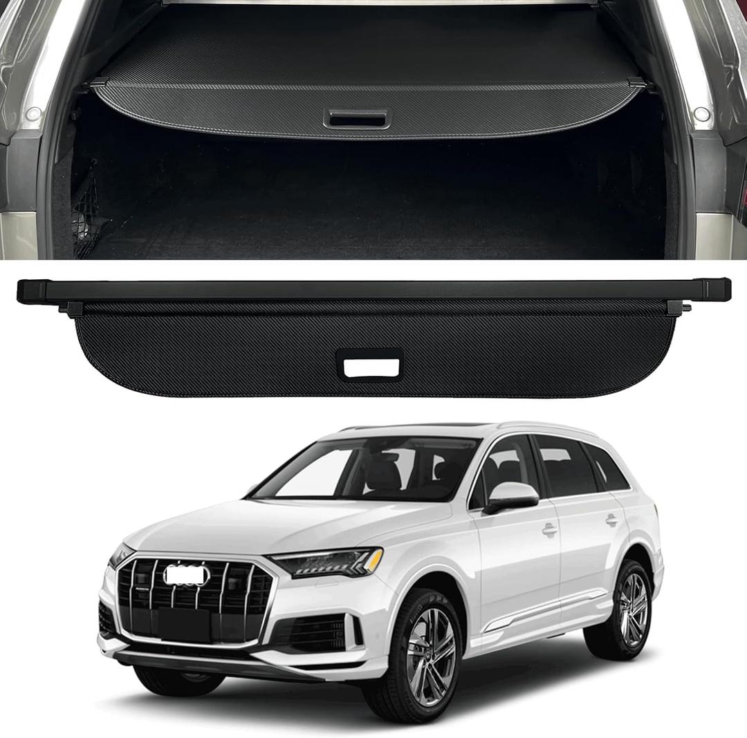 Retractable Trunk Cover Compatible with 2017-2020 2021 2022 2023 2024 Audi Q7 Cargo Cover Rear Trunk Cover Security Cover Audi Q7 Accessories Privacy Screen Cover