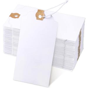 120 Pack White Gift Tags with Elastic String Hang Paper Marking Tags with String Attached Reinforced Hole Writable Inventory Tag Stocking Stuffers 4.76''2.36''