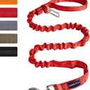 AUROTH Heavy Duty Bungee Dog Leash for Large Breed Dogs, No Pull for Shock Absorption with Car Seat Belt, 2 Padded Handles 4.5Foot 6Foot Training Dog Leash Red