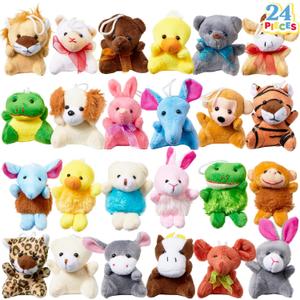 JOYIN 24 Pack Mini Animal Plush Toy Assortment (24 Units 3" Each), Animals Keychain Decoration for Kids, Small Stuffed Animal Bulk for Kids, Carnival Prizes, School Gifts, Valentines Goodie Bags