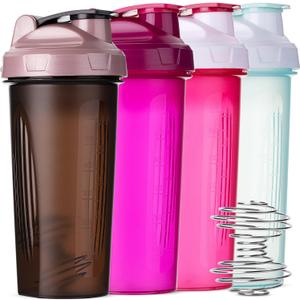 Mr. Pen- Shaker Bottles for Protein Mixes, 28 oz, 4 Pack, Colorful Protein Shaker Bottle with Wire Whisk Ball, Mixer Bottle