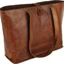 Vintage Genuine Leather Tote Bag Handbag Shopper Purse Shoulder Bag for Women Office Laptop Bag (Brown)