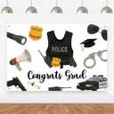 Police Graduation Party Decorations Congrats Grad Backdrop Police Academy Graduation Decorations for Class of 2026 Police Grad Graduations Congrats Officer Party Supplies Photo Props 5 * 3ft