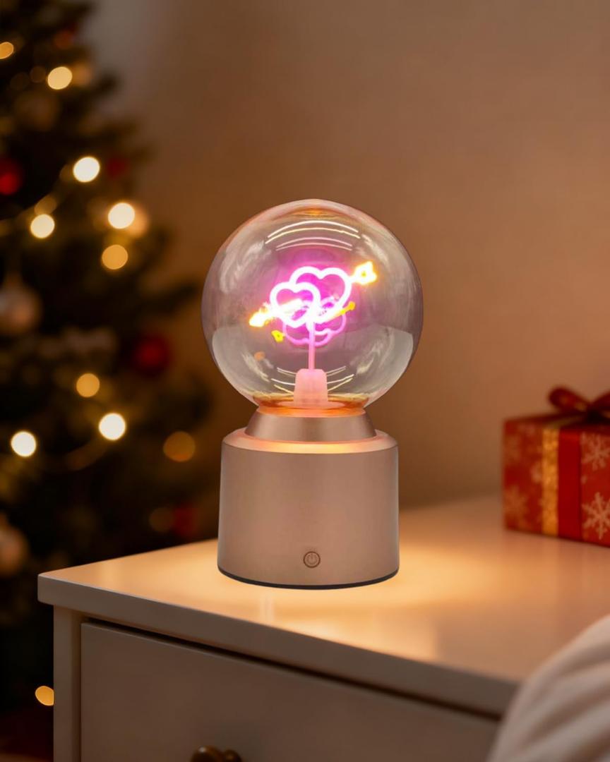 Cordless Small Table Lamp: Rechargeable LED Light for Christmas Home Decor, Ideal Gift for Couples Bedroom Nightstand (A String of Hearts)